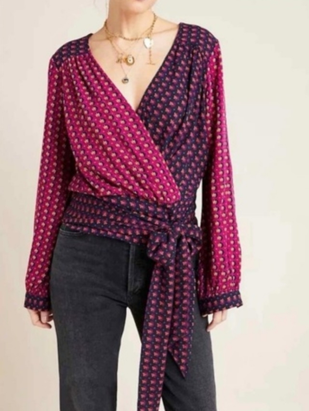 Maeve by Anthropologie Lisa Floral Print Wrap Top, Size 6